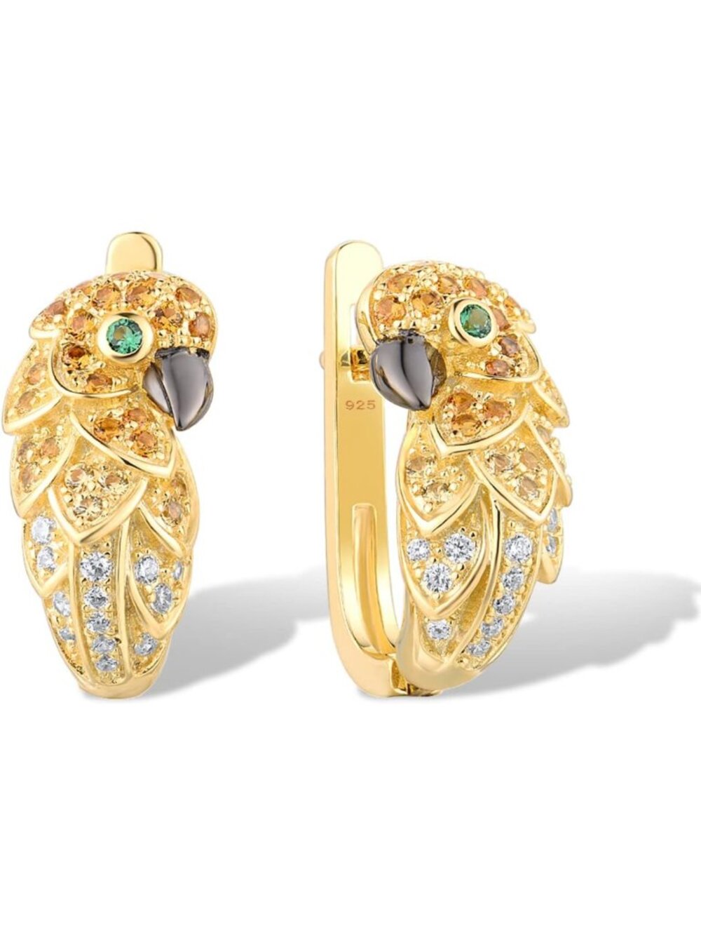 Delicate 925 Sterling Silver Animal Drop Earrings with Cubic Zirconia & Spinel